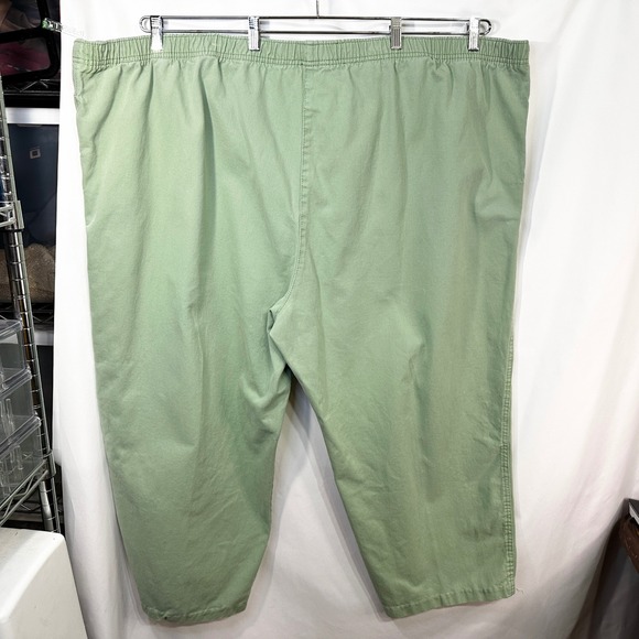 Woman Within Plus‎ Size 36T Cropped Pants Capri Sage Green Cotton Elastic 1577 - Picture 2 of 8